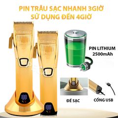 Tông đơ cắt tóc chuyên nghiệp KEMEI KM-K32S pin trâu 4 tiếng có màn hình LCD sử dụng đế sạc USB công suất mạnh 8W