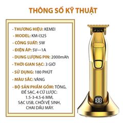 Tông đơ chấn viền không dây cao cấp Kemei KM-K32S lưỡi thép carbon sắc bén chịu lực, công suất mạnh có màn hình LCD hiển thị - Hàng chính hãng