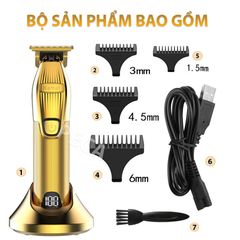 Tông đơ chấn viền không dây cao cấp Kemei KM-K32S lưỡi thép carbon sắc bén chịu lực, công suất mạnh có màn hình LCD hiển thị - Hàng chính hãng