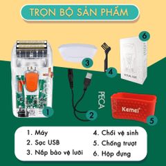 Máy cạo râu lưỡi kép Kemei KM-NG987 công suất 5w mạnh mẽ dùng cạo đầu, cạo trắng fade tóc