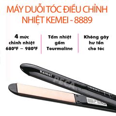 Máy duỗi tóc điều chỉnh 4 mức nhiệt độ Kemei KM-8889 phù hợp nhiều loại tóc, có thể duỗi uốn tạo kiểu