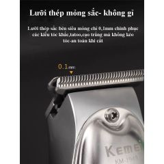 Tông đơ chấn viền kemei KM-1949 không dây chuyên nghiệp, có thể khắc tatoo cạo trắng siêu nhẹ siêu sát - Hàng chính hãng