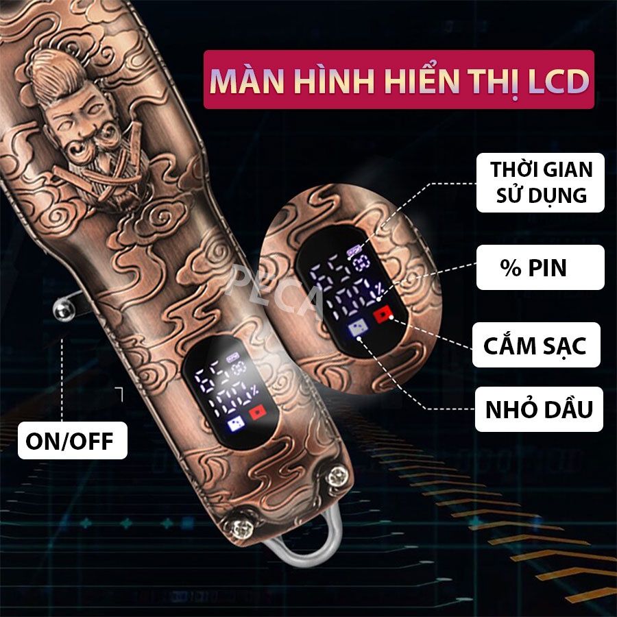 Tông đơ cắt tóc chuyên nghiệp KEMEI KM-3705 công suất mạnh 10W có màn hình LCD pin trâu dung lượng 2500mAh