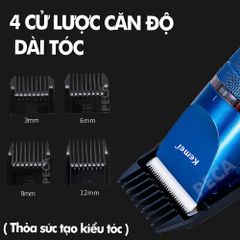 Tông đơ cắt tóc không dây Kemei KM-1086 màn hình LCD hiện pin thông minh dùng cho cá nhân và gia đình - Hàng chính hãng