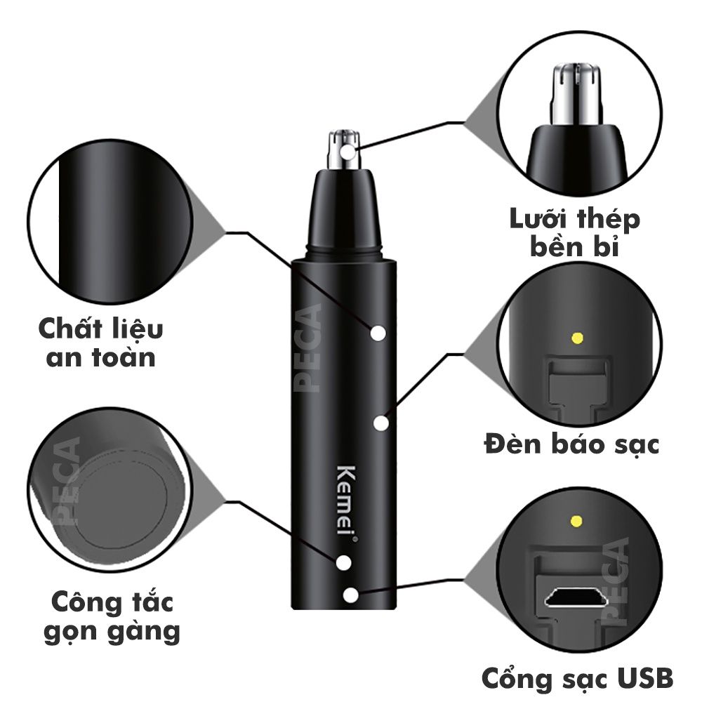 Máy tỉa lông mũi Kemei KM-X4 dùng pin sạc USB tiện lợi - phân phối chính hãng