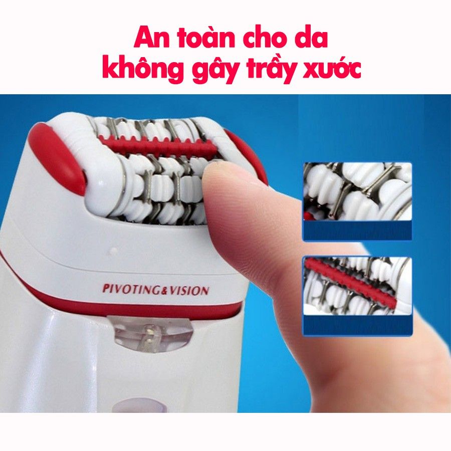 Máy tẩy lông đa năng 2in1 Kemei-2668 chuyên dùng cạo, nhổ tỉa lông toàn thân sử dụng pin sạc tiện lợi (Màu tím và đỏ)