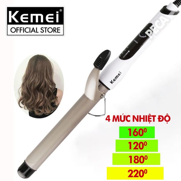 Máy uốn tóc cao cấp Kemei KM-1001A với 4 mức nhiệt độ phù hợp với mọi tình trạng tóc dùng để uốn xoăn, uốn lọn, uốn cụp