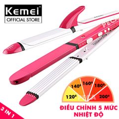 Máy làm tóc đa năng 3in1 duỗi uốn bấm Kemei KM-3304 tạo kiểu tóc dễ dàng với 1 chiếc máy nhỏ gọn