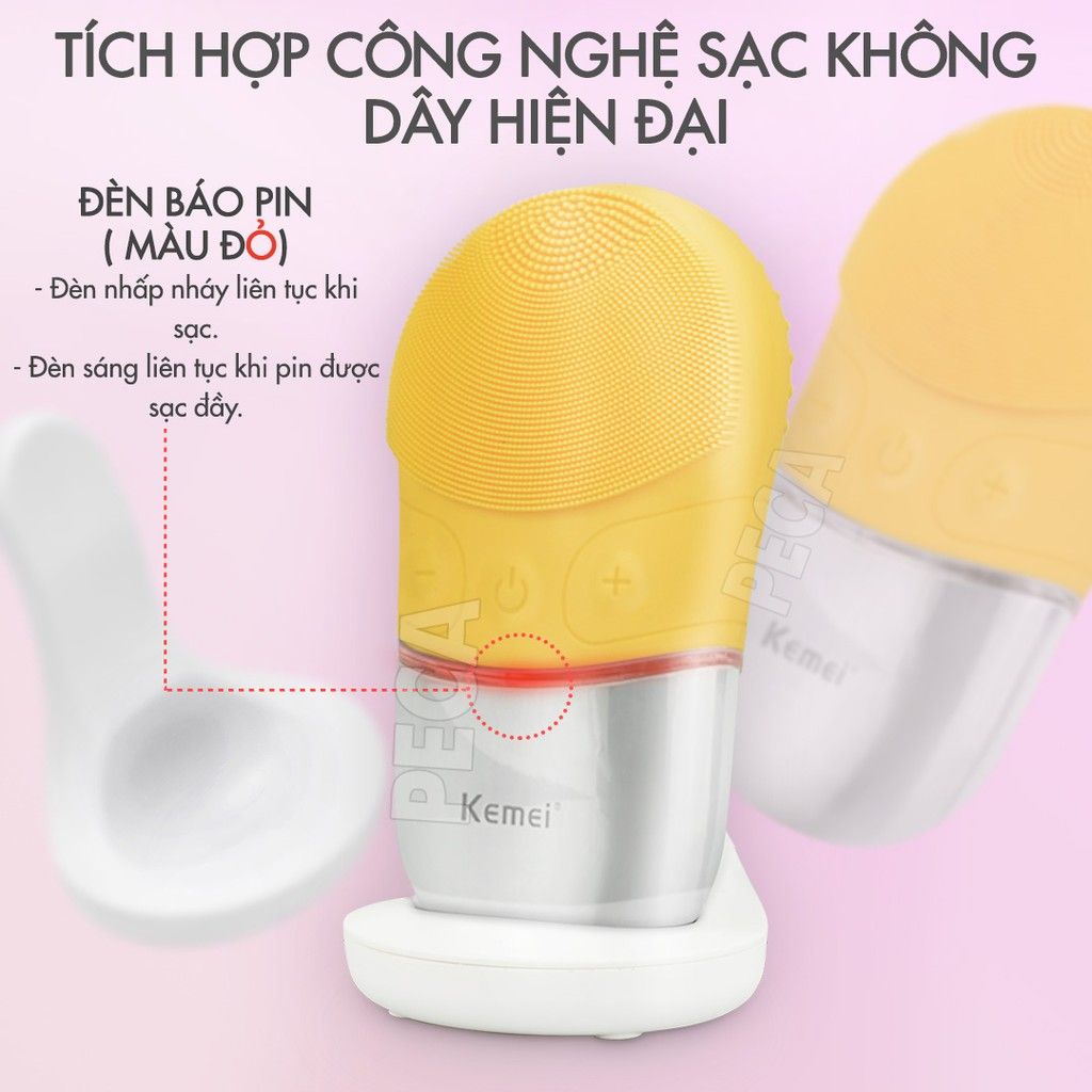 [ THANH LÝ NEW ] Máy rửa mặt KEMEI KM-1070 chuyên dùng rửa làm sạch da mặt thúc đẩy hấp thụ dưỡng chất, tẩy trang phù hợp với mọi loại da