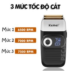 Máy cạo râu lưỡi kép 3 mức tốc độ Kemei KM-2026 màn hình LCD, công suất 5w mạnh mẽ, có thể fade trắng