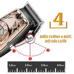 Tông đơ cắt tóc chuyên nghiệp KEMEI KM-2617 màn hình LED theo dõi pin công suất mạnh 5W vỏ thép hoa văn cá tính barber