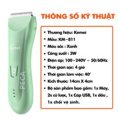 Tông đơ cắt tóc trẻ em không dây Kemei KM-811 kích thước nhỏ gọn êm ái bảo hành chính hãng 12 tháng