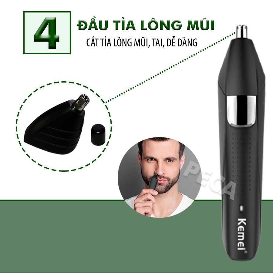 Tông đơ đa năng 4in1 KEMEI KM-5029 nhiều đầu thay thế chuyên dụng cắt tóc, cạo râu, cạo lông toàn thân, lông chân mày