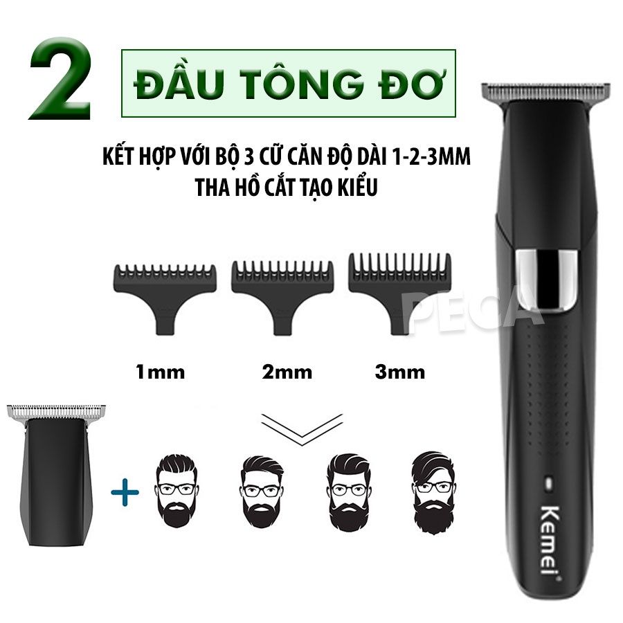 Tông đơ đa năng 4in1 KEMEI KM-5029 nhiều đầu thay thế chuyên dụng cắt tóc, cạo râu, cạo lông toàn thân, lông chân mày