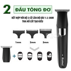 Tông đơ đa năng 4in1 KEMEI KM-5029 nhiều đầu thay thế chuyên dụng cắt tóc, cạo râu, cạo lông toàn thân, lông chân mày