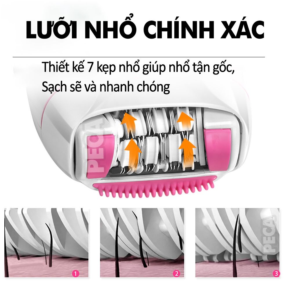 Máy tẩy lông Kemei KM-189A tẩy nhổ lông toàn thân, dùng pin sạc chuyên nghiệp - Hàng chính hãng