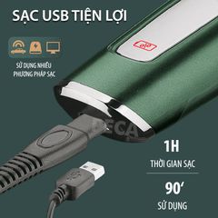 Máy cạo râu khô và ướt KEMEI KM-2805 chống thấm nước IPX7 công suất 5W sạc USB pin trâu sạc USB nhanh 1 giờ kèm đế đỡ