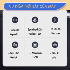 Máy cạo râu khô Kemei KM-3385 màn hình LCD thông minh, lưỡi kép nổi cạo sạch nhanh, sạc USB tiện lợi - Hàng chính hãng