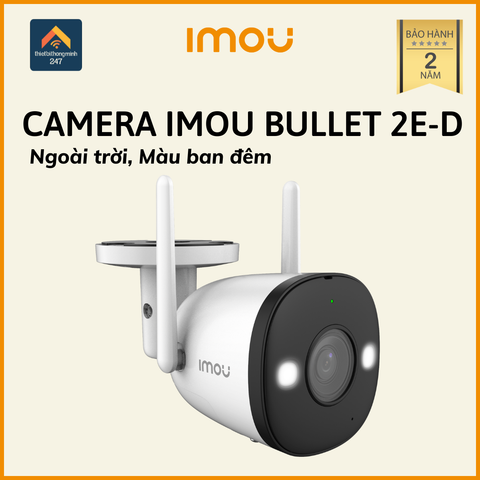 Camera giám sát IMOU Bullet 2E-D/Wifi/2MPCMOS/H264/2 chiều/(IPC-F22FP-D)/Trắng