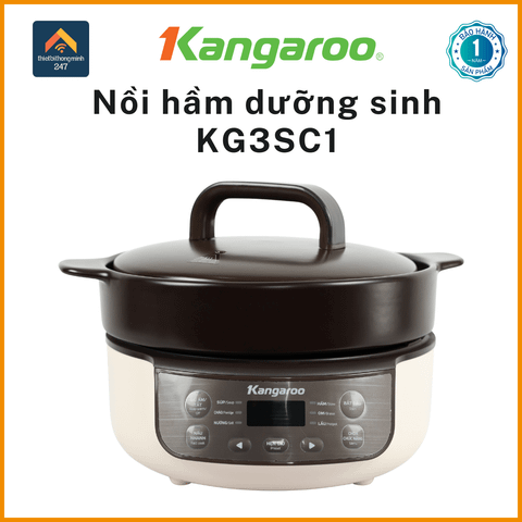 Nồi hầm dưỡng sinh Kangaroo KG3SC1 3 lít, 790W chất liệu gốm, hẹn giờ, chiều chế độ