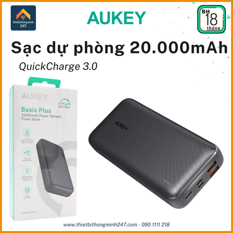 Pin sạc dự phòng Aukey PB-N74S 20.000mAh Sạc nhanh 3.0