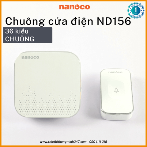 Bộ chuông cửa điện không dây Nanoco ND156 | bán kính 300m, 36 kiểu chuông