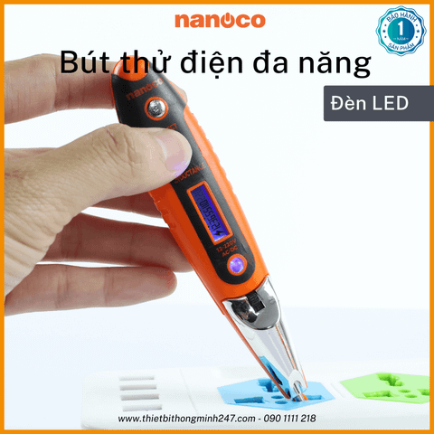 Bút thử điện đa năng Nanoco NEP1201 12V-220V (AC-DC) | màn hình LCD, đèn LED