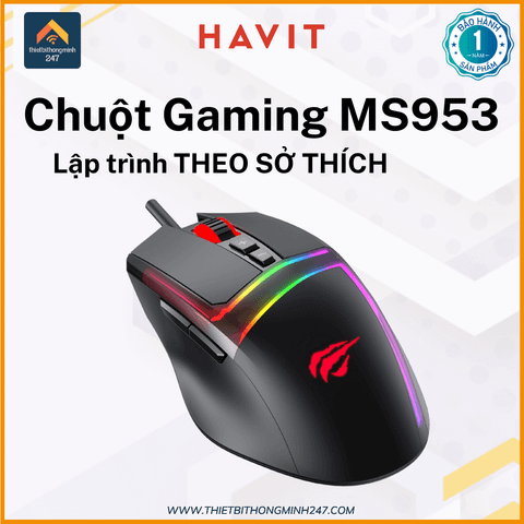 Chuột Gaming có dây HAVIT GAMENOTE MS953 LED RGB 10000dpi