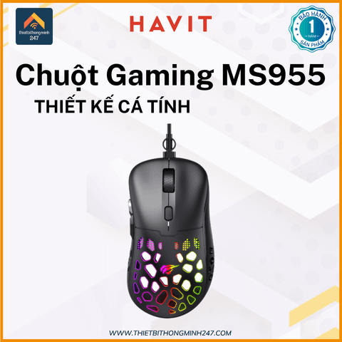 Chuột Gaming có dây HAVIT GAMENOTE MS955 LED RGB 10000dpi