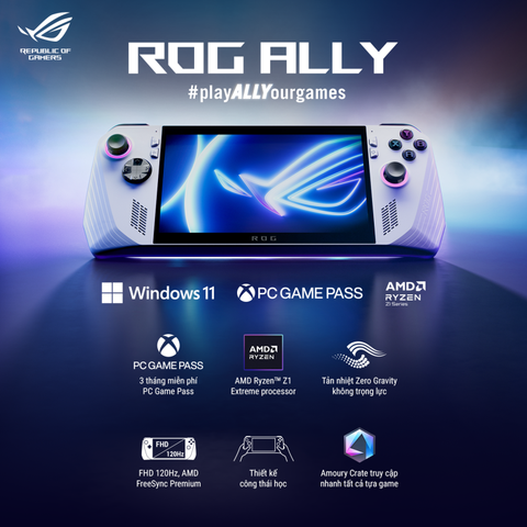 Máy chơi game cầm tay ROG Ally Ryzen Z1 Extreme 16GB 512GB 7.0FHD-120Hz/Touch Windows 11 (RC71L-NH001W)