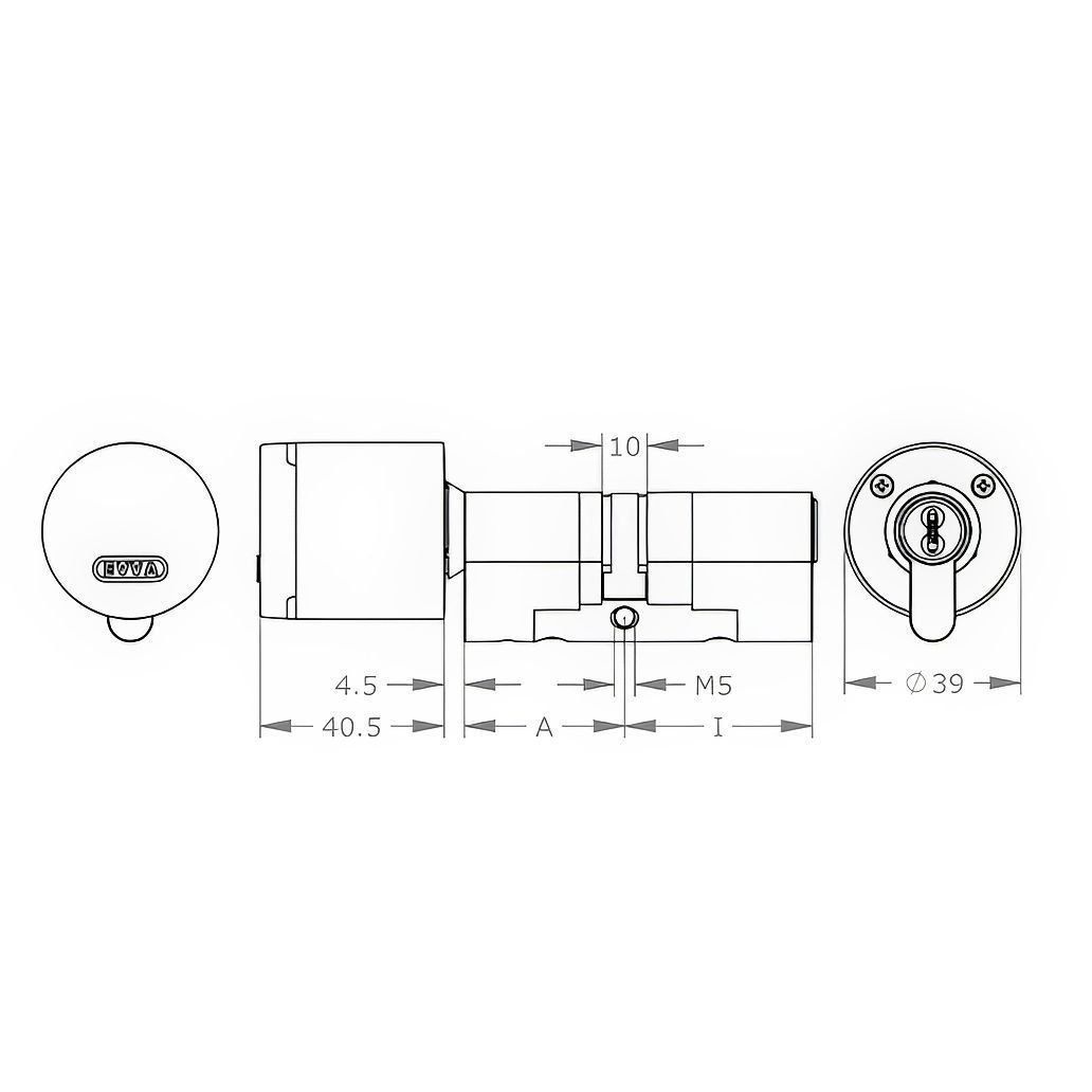 Special Order - Ruột Khoá Cửa Điện Tử Thông Minh Một Đầu Xoay Điện Tử Một Đầu Chìa Cơ EVVA AirKey EPS - EV320AK-EPS
