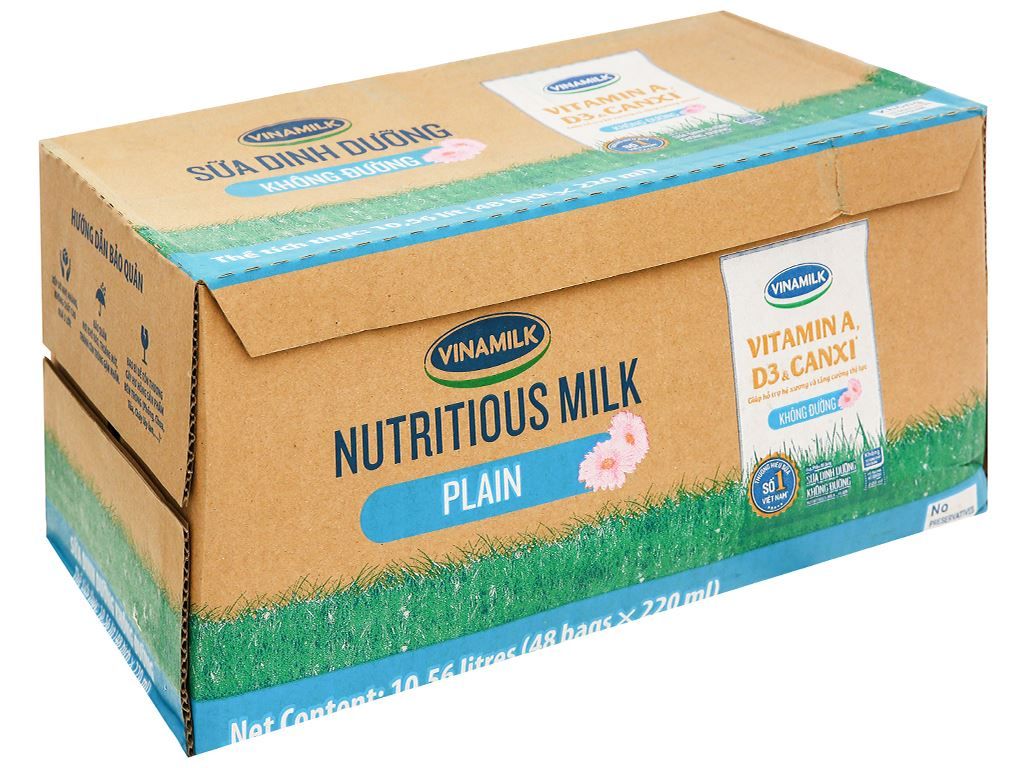  Sữa dinh dưỡng Vinamilk không đường thùng 48x220ml 