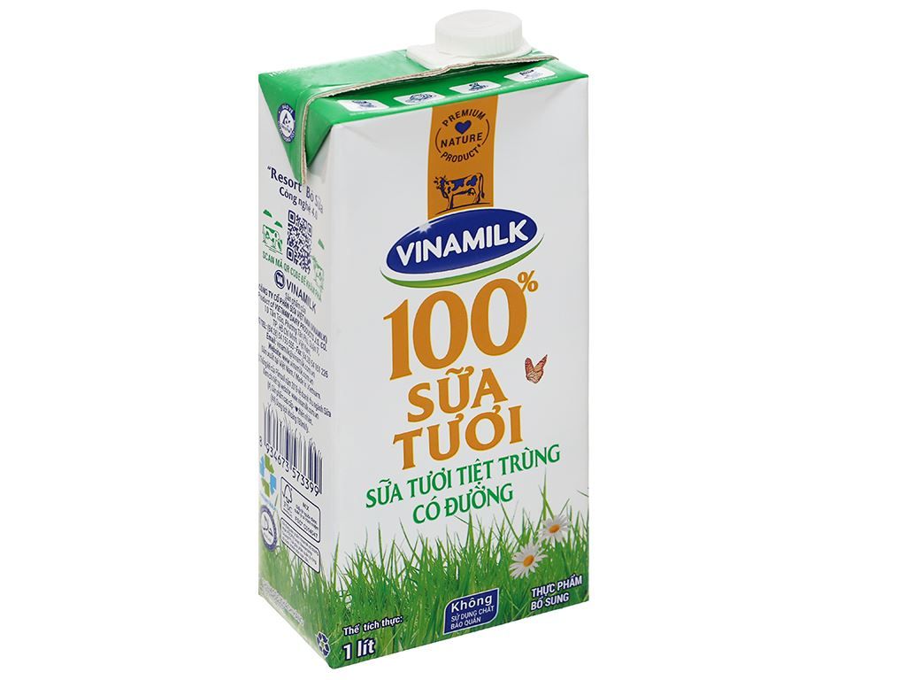  Sữa tươi tiệt trùng Vinamilk 100% có đường 1L 