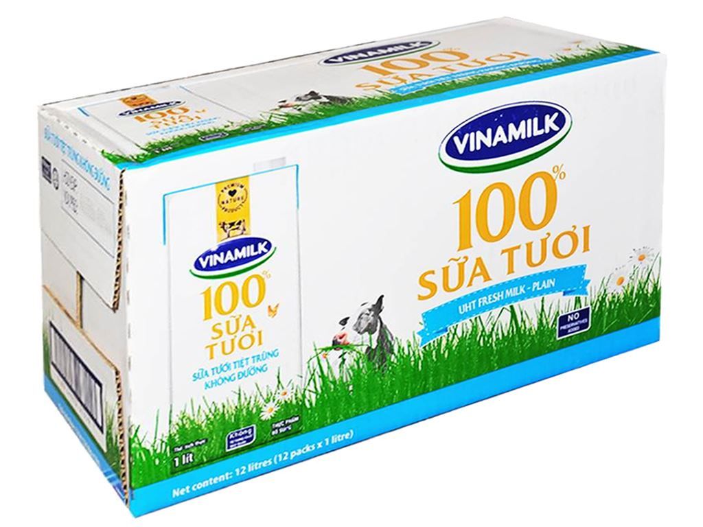  Sữa tươi tiệt trùng Vinamilk 100% không đường thùng 12x1lít 