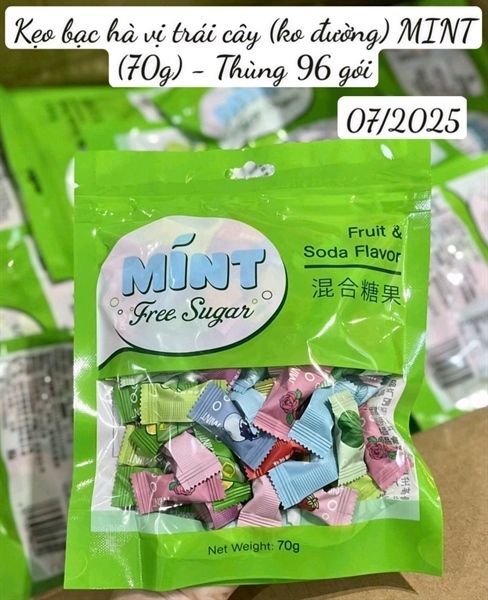KẸO NGẬM BẠC HÀ KHÔNG ĐƯỜNG 70G