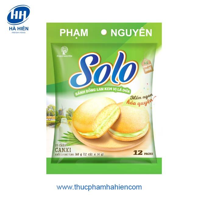 BÁNH SOLO PN TÚI 168G VỊ LÁ DỨA