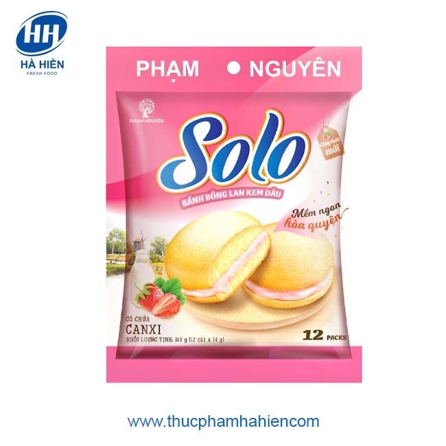 BÁNH SOLO PN TÚI 168G VỊ DÂU
