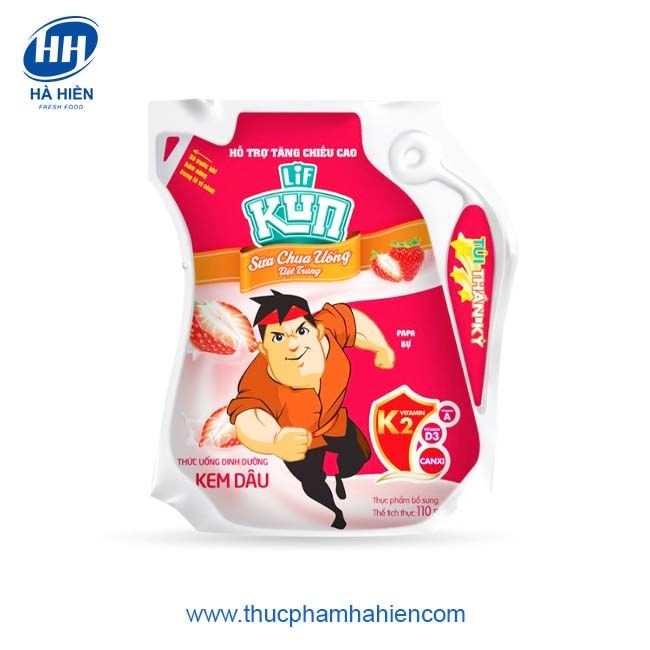 KUN SỮA CHUA UỐNG HƯƠNG KEM DÂU TÚI 110ML