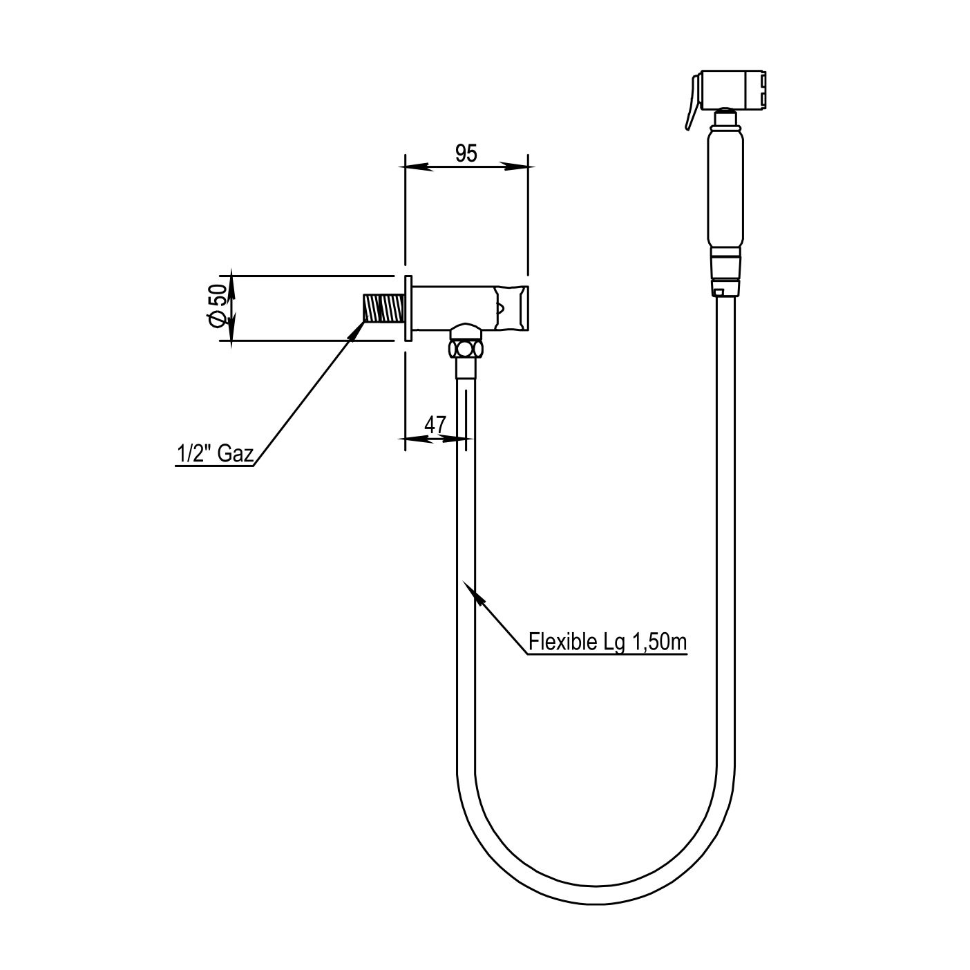  Vòi xịt vệ sinh toilet gắn tường cổ điển bằng đồng Julia Victoria - 00589 