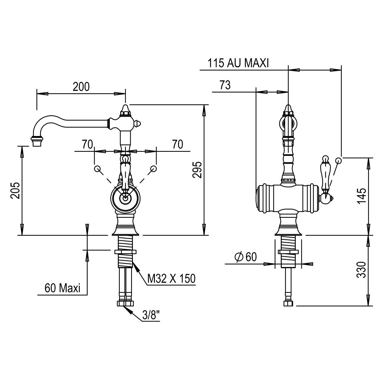  Vòi rửa chén bát cổ điển bằng đồng Julia Victoria - 01180 