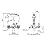  Vòi bồn tắm gắn tường cổ điển bằng đồng Julia Victoria - 01434 