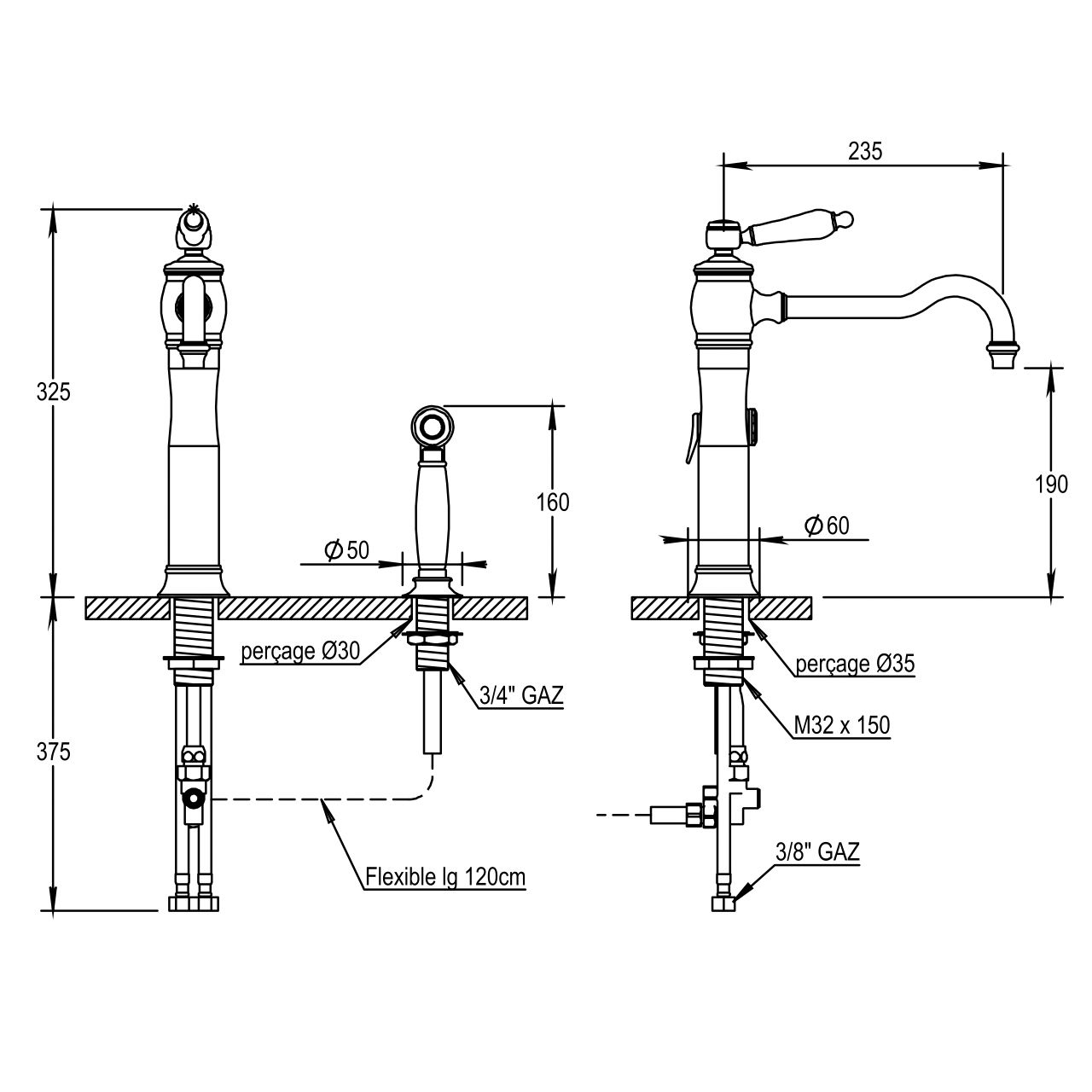  Vòi rửa chén bát cổ điển bằng đồng Julia Victoria - 01723 