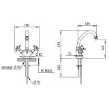  Vòi chậu rửa mặt cổ điển bằng đồng Éloise - 02208 