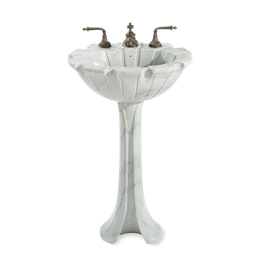  Chậu rửa mặt chân dài Tulip bằng đá marble tự nhiên - 0221PED-VERD 