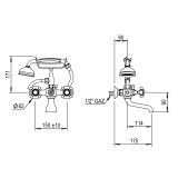  Vòi bồn tắm gắn tường cổ điển bằng đồng Éloise - 02414 