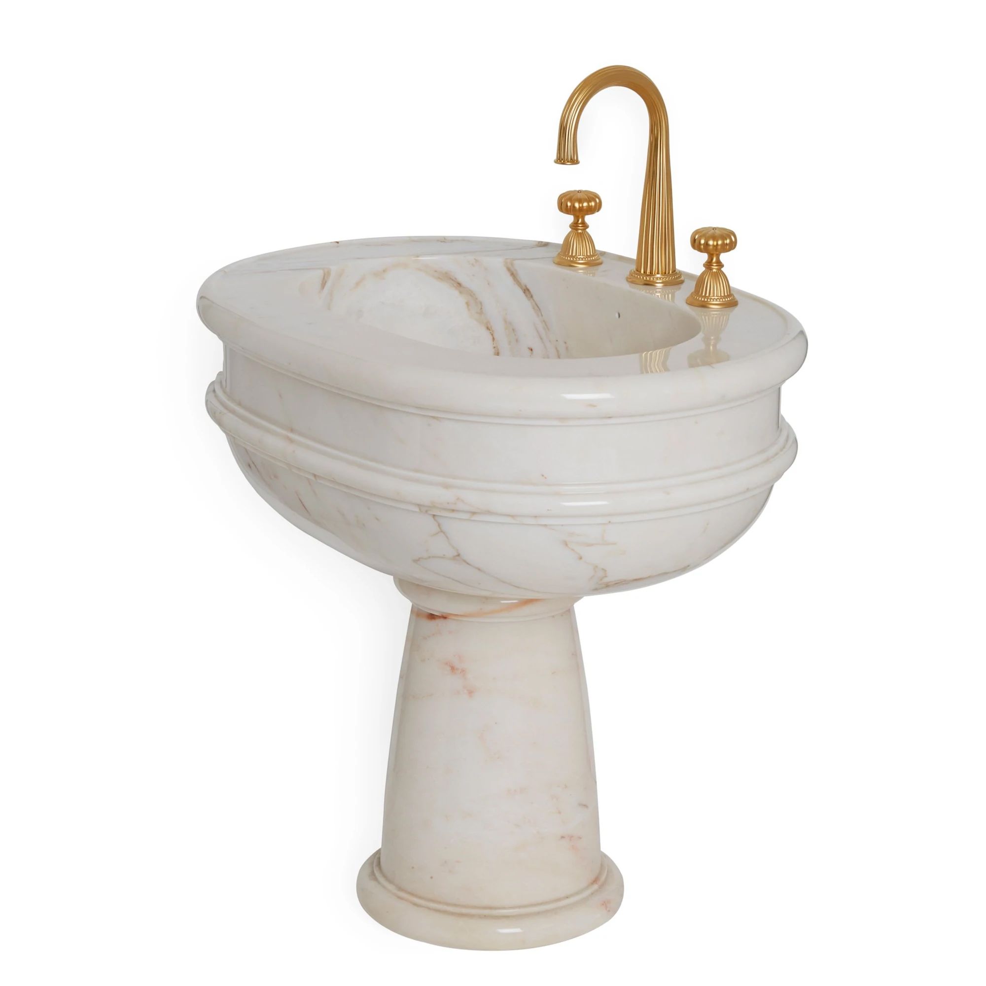  Chậu rửa mặt chân dài Grecian bằng đá marble tự nhiên - 0292PED-RSAU 