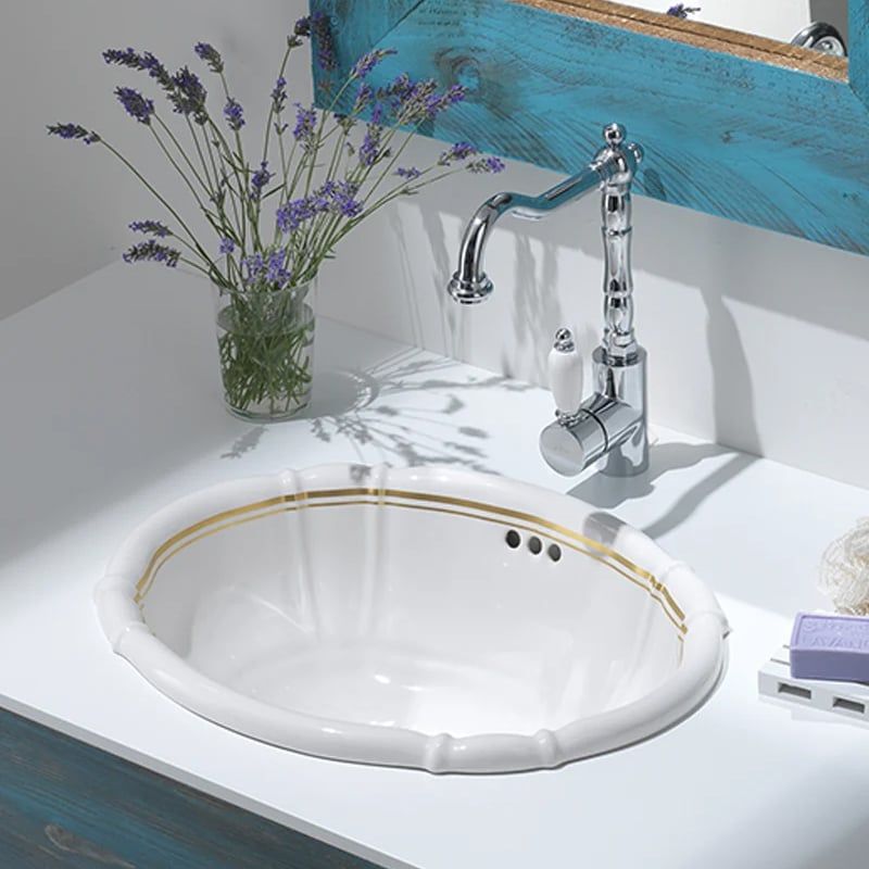 Chậu lavabo dương vành Old America Gold Line - 0401GL