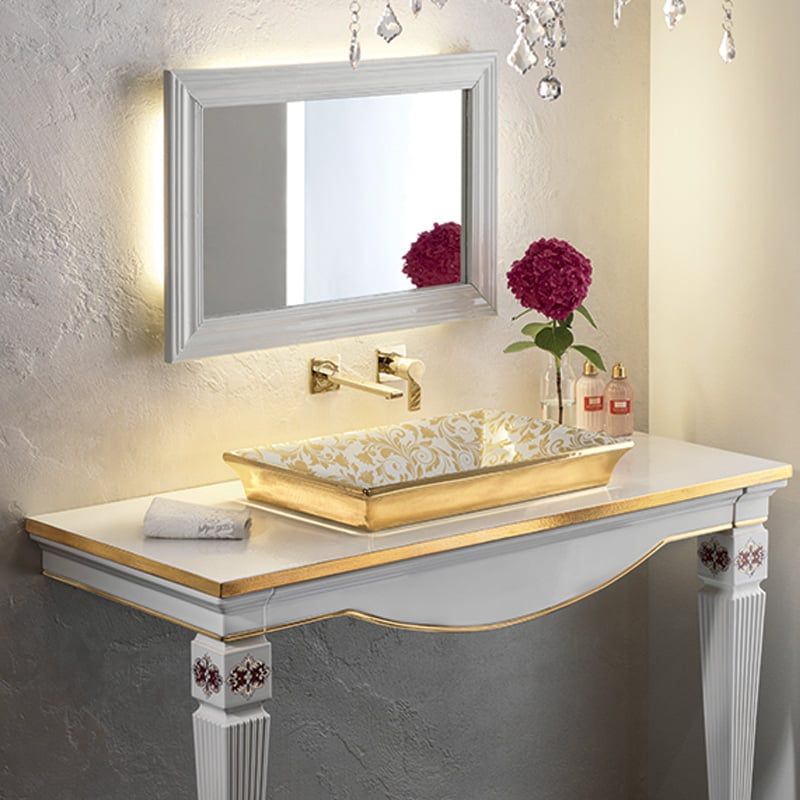 Chậu lavabo bán âm bàn Manatares Glittered Gold - 0403GG