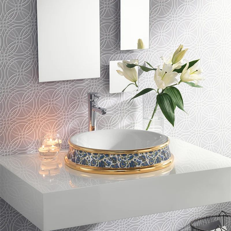  Chậu lavabo bán âm bàn Amalia Gold Cachemire - 0404GC 