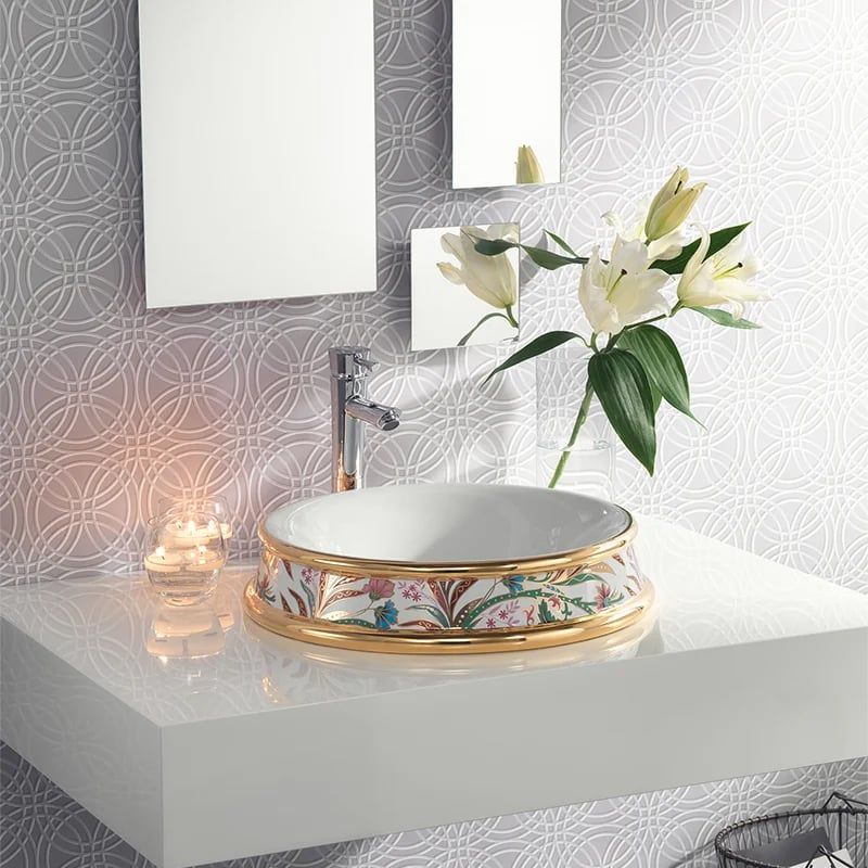  Chậu lavabo bán âm bàn Amalia Persian Gold - 0404PG 